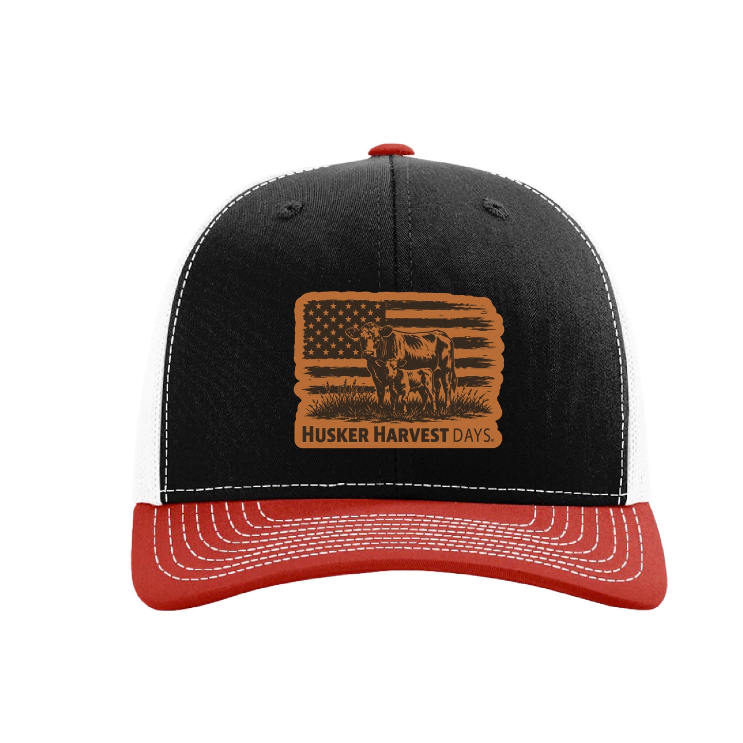 Husker Harvest Days USA Cow Leather Patch Hat